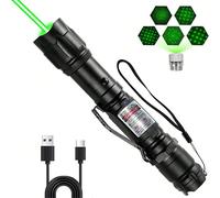 Puntatore laser verde ricaricabile USB professionale, proiezione a lunga distanza, adatto per schermi TV/LED/LCD, torcia tattica, presentazione in ufficio/all'aperto/astronomia/cantiere edile Lega di 