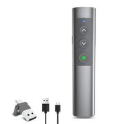 Puntatore Presenter Wireless Ricaricabile, Luce Verde, Controllo del Volume, Telecomando Presentazioni Powerpoint, USB C Wireless Penna Puntatore per Presentazioni di Slides su Computer, Laptop