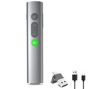 Puntatore Presenter Wireless Ricaricabile, Potente Luce Verde, Controllo del Volume Hyperlink Telecomando Presentazioni Powerpoint, USB C Wireless Puntatore per Presentazioni