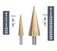 SET DA 2 FRESE FRESA CONICA DA MM 4 A 12 PASSO 1 E DA MM 4 A 30 PASSO 2 (32105)