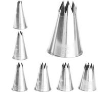 HENDI Beccucci per sac à poche, set di 7 punte a stella per decorazione di torte, biscotti, cupcake e dolci, kit professionale per glassa e farcitura, acciaio inox