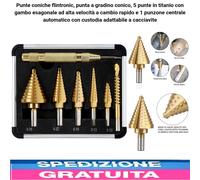 Punte coniche flintronic, punta a gradino conico, 5 punte in titanio con gambo