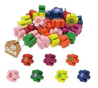 Punte da disegno, in legno, spille da disegno, pin, punta in acciaio, a forma di fiore, colori assortiti, spille con testa grande per piastra in sughero, mappe, foto, casa, ufficio, artigianato, 30