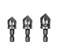 Punte da foratura smussatura a gambo esagonale, Confezione Da 3 Punte for Trapano Svasatore Con Codolo Esagonale 82 Gradi A 5 Flauti 12/16/19mm for Legno Metallo