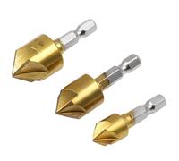 Punte da foratura smussatura a gambo esagonale, Fresa for smusso HSS a 90 gradi 1/4" codolo esagonale for legno, confezione da 3 o 6, dimensioni mm-19 mm(3pcs 12 16 19mm)