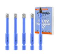 Punte da Trapano Diamantate - 4 Pezzi 6mm Punte per Piastrelle e 6mm Punta in Carburo per Ceramica Porcellana Marmo Granito - Attacco Esagonale a Cambio Rapido con Custodia