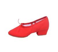 Punte Danza Classica Scarpe da Ballo di qualità for Le Donne in Pelle con Tacco Medio, Ragazze, Donne, Balletto, Danza del Ventre, Yoga, Scarpe da Ballo, Scarpe da Insegnante (Color : Canvas Red, Si