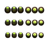 Punte di ricambio per auricolari, in silicone, adatte per foro interno da 3,8 mm a 5,1 mm, 9 paia S/M/L, nero/verde