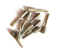 Punte diamantate da 12 mm, testa cilindrica, gambo 1/4, grana 120, punta montata con sbavatura diamantata, 10 pezzi