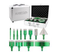 Punte Diamantate Gres Porcellanato 13 Pezzi - KURSTOL 6/8/10/20/25/35/50/68/100mm, 20mm Fresa, 50mm Punte Smusso, 6mm Trapano Carburo con Gambo Triangolare per Piastrelle Ceramica Marmo Granito