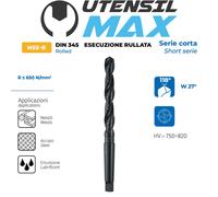 PUNTE ELICOIDALI CODOLO CONICO MORSE - ESECUZIONE RULLATA DA Ø MM. 44,25 A 100