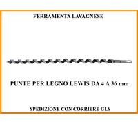 Punte elicoidali per legno Lewis da 4 a 36 mm per travi tetti e falegnameria