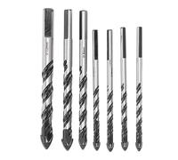 Punte elicoidali triangolari in carburo, set 7 pezzi per forare piastrelle, vetro e ceramica, finitura nera, dimensioni multiple (6 mm, 8 mm, 10 mm, 12 mm) per decorazioni di