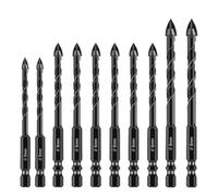Punte for cemento, set di punte in carburo di tungsteno for piastrelle/ceramica/vetro/specchio/mattoni/plastica/cemento, attacco esagonale a cambio rapido(10pcs 5x2 6x6 8x2)