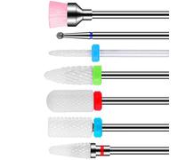 Punte Fresa Unghie Ceramica 7 pezzi kit Punta da Trapano per Unghie Elettrica Professionale Strumenti Diamond Nail Drill per Rimozione Gel, Manicure, Pedicure, Uso Domestico