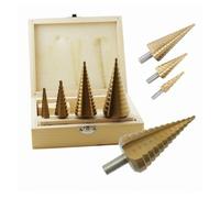 PUNTE FRESE CONICHE A SCALINO GRADINI PER ALLARGA FORI DA 4 a 39 MM KIT 4 PEZZI