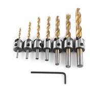 Punte Legno Con Svasatore Punta da Trapano Svasatore Alesatore per la Lavorazione del Legno Alesatore con Codolo Tondo con Chiave Esagonale(7pcs,3-10mm)