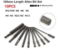 Punte per cacciavite esagonali 1/4 di pollice 100 mm 10 pezzi alta durezza prati