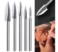 Punte per incisione in legno, 5 Pz Set di Strumenti per Intaglio per Accessori per Utensili Rotanti con Asta da 1/8 pollice Adattatore Universale per Utensili Rotanti