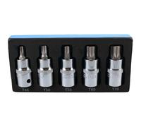 Punte per prese Torx Star maschio 1/2" T45 T50 T55 T60 T70 set da 5 pezzi