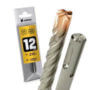 Punte per trapano a percussione SDS Plus, 4 pezzi, diametro 12,0 mm x 132 mm, AMBOSS Tools SDS Crusher 4 - HM - Punta per calcestruzzo in metallo duro professionale 12,0 mm x 132 - Punta per pietra