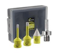 Punte per Trapano Diamantate 4pezzi 6/8mm Fresa Diamantata+1pezzi 20mm Punta per Smusso+1pezzi Adattatore Esagonale per Piastrelle di Ceramica Porcellana Marmo Granito con M14 Filettatura SANLEETEK