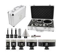 Punte per Trapano Diamantate - FOCSTOL 11 pezzi (6/8/10/25/35/50/68/110mm+10mm Fresa+50mm Punte per Smusso+Adattatore) Sega a Tazza Diamantata per Porcellanato Ceramica Piastrelle Marmo Granito