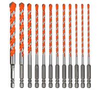 Punte per trapano in carburo di cemento, set da 12 pezzi con codolo esagonale da 1/4" per foratura in muratura, compatibilità multimateriale, prestazioni ad alta efficienza, fai da te e uso