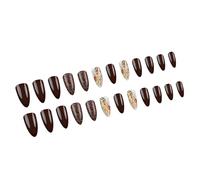 Punte per unghie a mandorla finte colle su stick on premere su falso artificiale per donne e ragazze su unghie bara mandorla punta francese sull'unghia