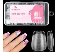 Punte per unghie extra corte: 240 pezzi Soft Gel - Pre-lima, copertura totale semiopaca, set di gel acrilico trasparente per unghie finte, estensione fai da te, 12 misure