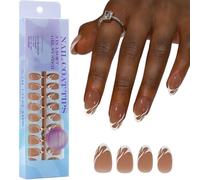 Punte per unghie in gel morbido, punta french da spingere le unghie, 14 misure, punte 3 in 1, con primer di punta pre-applicato e coperture di base