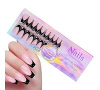 Punte per unghie in gel nero francese, accessori per manicure , set di unghie finte per stile chic e raffinato, facile da applicare per una finitura elegante