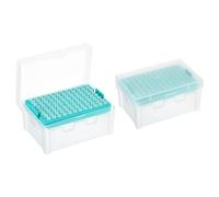 Punte pipetta filtranti 10 µL, 2 set 96 punte/supporto (verde) Punte pipetta universali in plastica per trasferimento liquidi laboratorio, trasparente