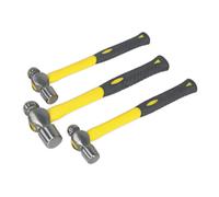 Punte Sferiche Martello Set 3pc Con Fibra di Vetro Aste - Sealey AK2031 Nuovo