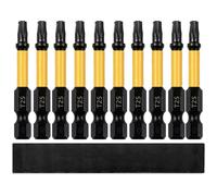 Punte Torx T25 per avvitatore a percussione, 10 pezzi, lunghezza 5,1 cm, codolo esagonale 1/4", in lega di acciaio S2