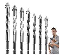 Punte Trapano Gres Porcellanato per Piastrelle 7 Pezzi Set di Punte da Trapano Professionali 3/4/5/6/8/10/12 mm per Ceramica Granito Marmo Legno Plastica