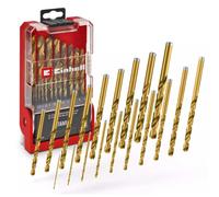 Originale Einhell Set di punte per metallo in titanio HSS-G da 19 pezzi (acciaio HSS 4341 completamente rettificato, rivestito in titanio, punta spaccata a 135°, spirale fresata tipo N, gambo tondo)