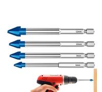Punte Trapano Piastrelle Ceramiche 4 Pezzi 6-12 mm Coda Esagonale Carburo | Set Punte Per Vetro Calcestruzzo Muratura Pietra Riparazione Ristrutturazione Casa