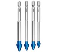 Punte Trapano Piastrelle Ceramiche 6mm-12mm Set da 4 Pezzi Carburo Codolo | Punta Da Trapano Vetro Per Vetro Calcestruzzo Muratura Pietra Riparazione Ristrutturazione Casa