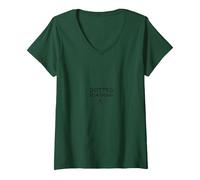 Punteggiato e Intrigante: Motto Minimalista di Witty Runner Maglietta con Collo a V, Donna, Verde Foresta, L