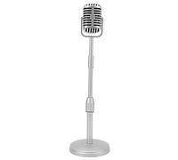 Puntelli a microfoni retrò realistici leggeri leggeri di giocattoli per microfoni vecchi vintage con stand adatto a discorsi, canti, addestramento alla danza, cosplay (oro) (Argento)