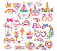 Puntelli della cabina fotografica dell'unicorno dell'arcobaleno, kit di puntelli fai da te della festa a tema unicorno, puntelli di cartoncino unicorno per la festa di compleanno della doccia del bamb
