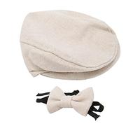 Puntelli per Fotografia per Bambini Berretto Piatto Mensile Servizio Fotografico per Ragazzo Abiti Berretto Piatto per Neonato Cappello da Gentiluomo Papillon(#6)