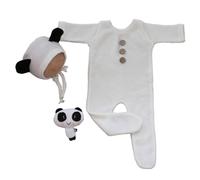 Puntelli per servizi fotografici per la doccia del neonato costume da orso cappello lavorato a maglia con piedi pagliaccetto foto posa vestiti foto outfit neonato fotografia outfit