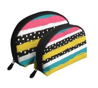 Punti a strisce, Borsa per trucco a conchiglia Portamonete da donna Borsa da toilette piccola Borsa per cosmetici 2 pezzi