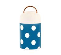 Punti bianchi su sfondo blu in acciaio inox isolato sottovuoto scatola pranzo per bambini con cucchiaio per uomo caffè 17oz