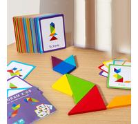 Punti da puzzle a forma di tangram in legno colorati per bambini Montessori