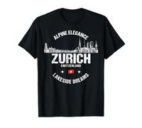 Punti di Riferimento di Zurigo Svizzera Vintage di Viaggio Maglietta