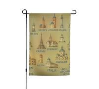 Punti di riferimento europei Illustrare Stampa Ogni Occasione Bandiera Giardino Bandiera Tutte Le Stagioni Outdoor Bandiera Yard Decor Per Patio Bandiera