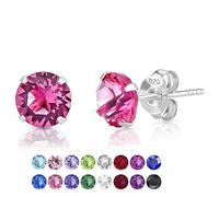 Punti Luce Orecchini Rosa - Orecchini Donna Punto Luce Argento 925 con Brillantini di Cristallo Rosa 6 mm - Orecchino a Lobo Donna - Brillantini Colorati - Orecchino Brillantino
